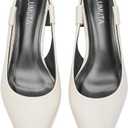 Pointed Toe Slingback Kitten Heels for Women, Leather Stiletto Heel Pumps with Elastic Strap Elegant Bridal Heel Dating Party Work Office Backless Pumps Shoes (7.5, White)