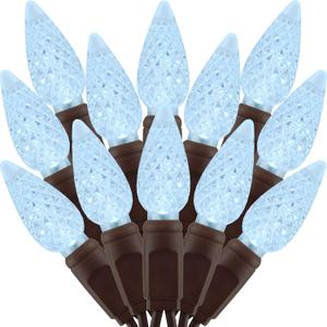 140 Cool White Strawberry One-Piece LED Christmas Lights, Pack of 2 Strands 70 Count 36 ft, High Waterproof UL Certified C6 Outdoor String Lights (Cool White - Brown Cord)