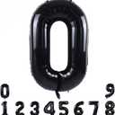 TONIFUL 40 Inch Black Large Numbers Balloons 0-9,Number 0 Digital 0 Helium Balloons,Foil Mylar Big Number Balloons for Birthday Party supplies Decorations