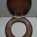 Round Slow Close Wood Toilet Seat Support 400 lbs. Heavy Duty Wooden Toilet Seat with Natural Wood Veneer, Toilet Lid with Soft Close Chrome Hinges, Grip-Tight Bumpers Easy to Clean, Easy to Install