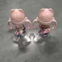 Oberni Toddler Sippy Cup, Tritan Baby Water Bottle With NonSpill Valve Spout, Removable Handle and Carry Strap, 270ml/12m+/Pink/Pack of 3