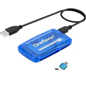 SmartMedia Cards Reader Writer, All-in-1 USB Universal Multi-Card Memory Cards Reader for Windows, Mac, Linux (Card Reader + Type-c Adapter)