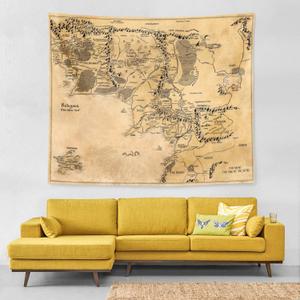 IMZEUSYEP Middle Retro Earth Map Tapestry Vintage Wall Hanging Wall Decor Decorative Wall Tapestries Durable Wall Art Decoration 3D Print Tapestry for Dorm Living Room Bedroom 50x60 Inch, Yellow