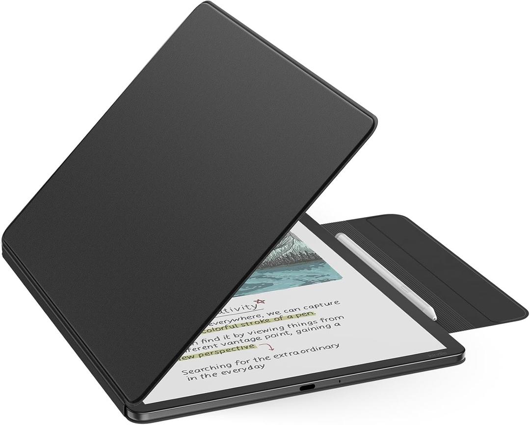 MoKo Magnetic Case for All-New 11" Kindle Scribe 2025(3rd Generation) & Kindle Scribe Colorsoft 2025(1st Generation) - Slim Folio Premium PU Leather Cover with Pen Clasp & Auto Sleep Wake, Black