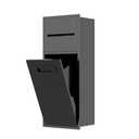 SUPERFLO 3 Gallon Bathroom Trash Can Tilt Out Trash Bin Cabinet, Hidden Trash Can Cabinet Recessed Wall Mounted Stainless Steel with Toilet Paper Holder for Bathroom/Bedroom/Office Renovation, Black