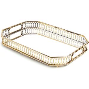 Bar Gold Mirrored Trays Mirror Decorative Tray13.8" X 9.6" X2.2" Vintage Mirrored Bar Tray for Perfume and Cosmetics Dressing Table Bathroom or Jewelry Display Bar Cart Drink Tray