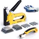 Upholstery 4 in 1 Staple Gun Heavy Duty, with 6000 Staples, Remover, Gloves, Manual Brad Nailer Power Adjustment Stapler Gun for Wood, Upholstery, Carpentry, Decoration DIY Staple Gun (4-in-1 Staple Gun With 6000 Staples, Remover, Gloves)