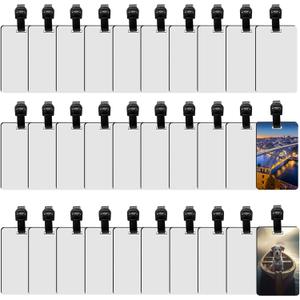 30 pcs Sublimation Luggage tag Blanks White Blank Travel Bag Tags with Strap Double Sided MDF Suitcase Label Tag with Slots Keychains Blanks