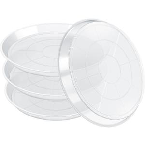 FUIJOL 4 Pack Clear Plant Saucer, Durable Plant Drip Trays Saucers for Pots, No Holes Water Catcher Trays for Indoor Outdoor Planter, Sturdy Base Plate (18", Clear)