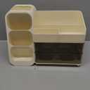 HBlife Makeup Organizer with Brush Holder for Vanity, Large Plastic Bathroom Countertop Organizer Skin Care Storage, Easy to Store Lipsticks, Nail Polishes, Perfumes, Eyeshadow Palettes, Beige