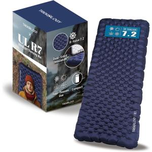 TREKOLOGY Camping Sleeping Pad with 7.2 R-Value Ultra-Lightweight, 4" Thick Camping Mat for All Seasons Compact, Durable & Waterproof Ideal for Backpacking, Hiking, and Outdoor Adventures UL R7