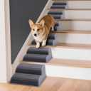 CiWiVOKi 2-Step Modular Dog Ramp - Portable Non-Slip Stairs for Small Dogs with High Support, 9.5" D Lightweight Plastic Pet Steps Fits Staircase Indoor, Ideal for Elderly Injured Pets (6-Pack, Grey)
