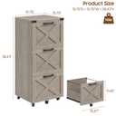3 Drawer Tall File Cabinet with Wheels, Farmhouse Vertical Filing Cabinet Fits Letter/ A4 Size, Rolling File Cabinets Wooden Printer Stand for Home Office, Rustic Grey