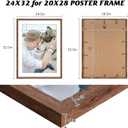HLiWEGNS Light Walnut 24x32 Frame - Single Frame - Rustic Woodgrain 24 x 32 Poster Frame for Pictures 20x28 with Mat or 24x32 Picture Frame Without Mat for Wall Gallery Display - Ideal Christmas Day
