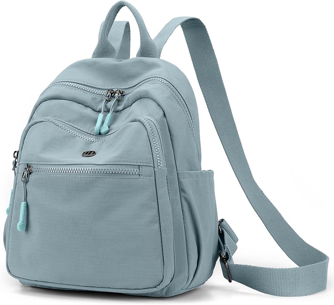 Mini Backpack Purse for Women Lightweight Nylon Casual Bag Small Daypacks for Work Travel (B Light Blue)