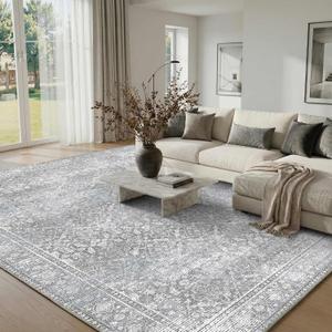 8x10 Area Rugs for Living Room Bedroom Dining Washable Rugs Light Grey