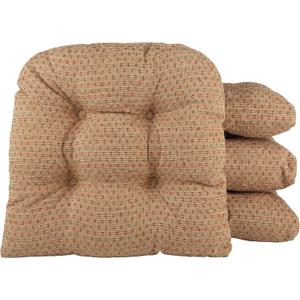 Klear Vu Gripper Overstuffed Universal Non-Slip Dining Chair Cushions for Kitchen Decor or Office Use, U-Shaped Skid-Proof Seat Pad, 15x15 Inches, 4 Count (Pack of 1), Ditzy Dot Natural