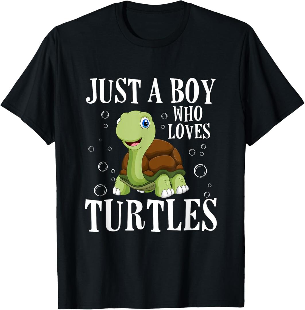 Just a boy who loves turtles turtle T-Shirt (Black)