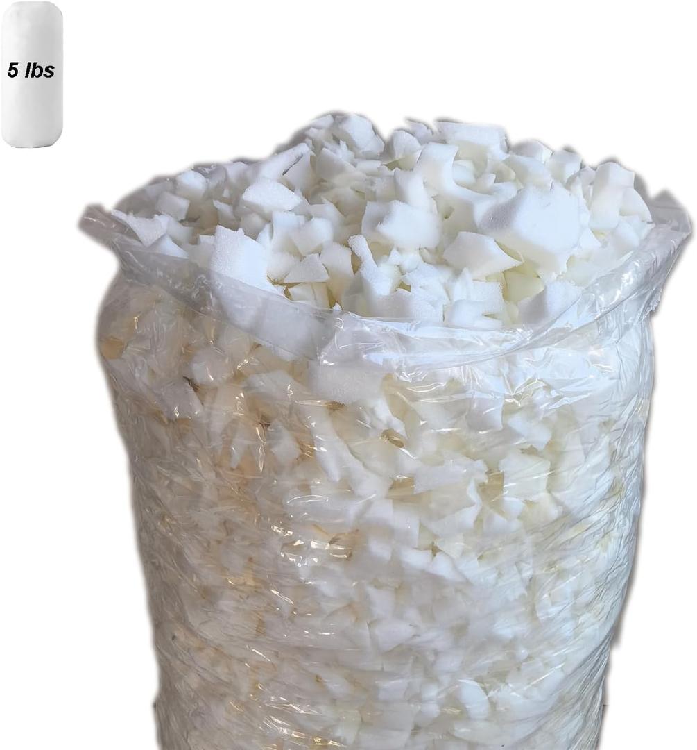 Bean Bag Filler Shredded Memory Foam Filling for Pillows, Bean Bags, Chairs, Dog Beds, Stuffed Animals, and Crafts 5 Pounds Comfortable and Soft Memory Foam (5lbs)