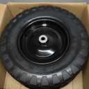 4.80/4.00-8 Flat Free Wheelbarrow Tire and Wheel (2-Pack) | 16" Solid Puncture Proof Tires with 5/8" & 3/4" Bearings, 3"-7" Adjustable Hub, Universal Fit for Garden Cart & Hand Truck