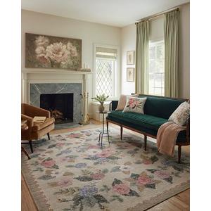 Loloi Rifle Paper Co. Rosa Collection RSA-02 Cream/Multi 2'-6" x 12'-0" Runner Rug