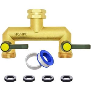 HQMPC 2 Way Hose Splitter Heavy Duty Water Splitter Outdoor 2 Way Strong HEX Nut Connect 3/4" GHT