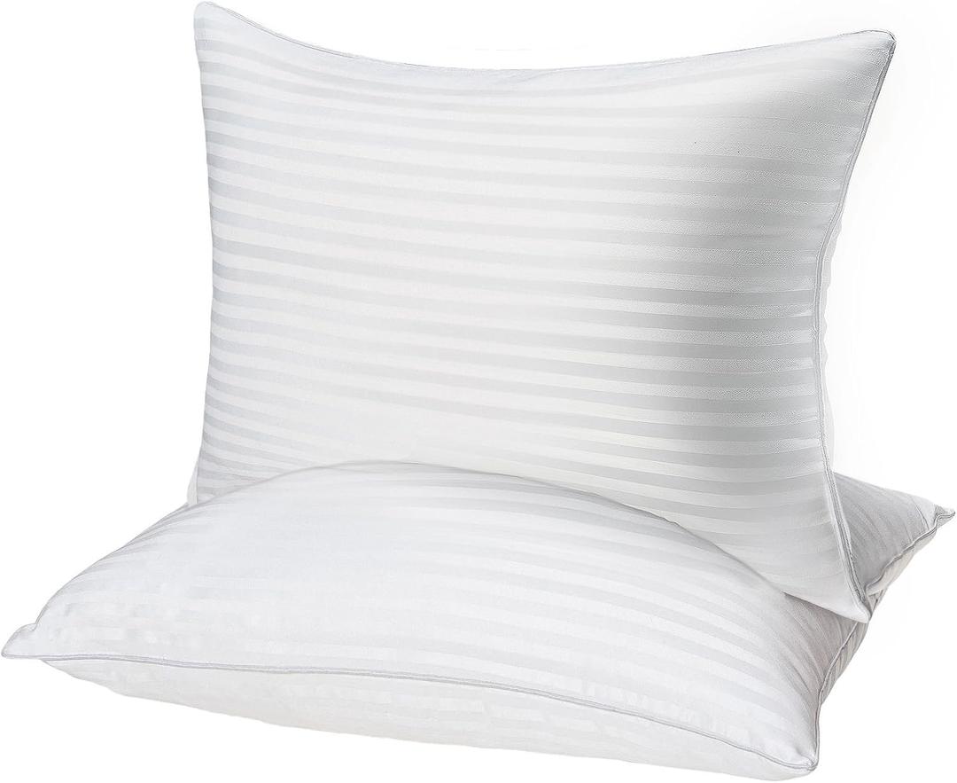 Pillows Queen Size Set of 2, Hotel Collection Bed Pillows for Sleeping, Gusseted Pillow for Back, Stomach or Side Sleepers(Bright White) (Queen (Pack of 2))