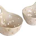 Creative Co-Op Set of 2 Cream Stoneware Colanders (6.5"W)