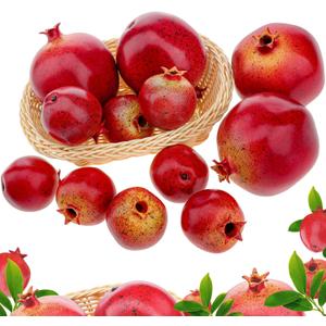 Woration Simulation Lifelike Fake Pomegranates Decoration Realistic Artificial Fruits Props Vivid Pomegranates Home Kitchen Shop Wedding Display 12PCS