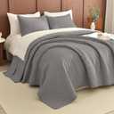 Lady Ann Gray Oversized King Bedspread 120x120, 3Pcs Extra Large Farmhouse Lightweight King Quilt Bedding Set Gray Soft Quilted Leaves Pattern Printed Bedspreads for All Season