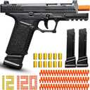 Automatic Shell Ejecting Toy Gun Pistol, Soft Bullet Toy Gun for Boys, Education Model Realistic Toy Pistol Shooting Game Toys Gifts Christmas Birthday for Kids 8+ (Black)