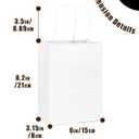 Qiqee 200-Packs White Paper Gift Bags with Handles Bulk 8.3"x6"x3.15" Small Size Paper Bags Multiple Uses