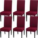tretch Chair Covers Set of 6 for Dining Room, 6 Pack Washable Kitchen Chair Protector for Party Wedding, Burgundy