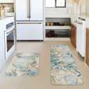 Artoid Mode Sea Shell Starfish Coral Whelks Summer Kitchen Mats Set of 2, Ocean Seasonal Sports Home Decor Low-Profile Kitchen Rugs for Floor - 17x29 and 17x47 Inch