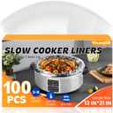 100 Pack Slow Cooker Liners, Large Size 13"x 21" Cooking Bags Disposable Pot Liners, Plastic Slow Cooker Bags Fits 3-8 Quarts, BPA Free, Suitable for Oval & Round Pot