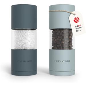 LARS NYSØM Salt and Pepper Mills Set with Adjustable Ceramic Grinder 2 Pieces I Manual Design (Stone Blue/Sky Blue)