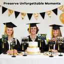 24 Pcs Graduation Cap Photo Holder with Wooden Base Wire Picture Clip Black Grad Table Number Holders Bulk Graduation Cap Decorative Card Holder for Class of 2026 Centerpieces Grad Party Supplies