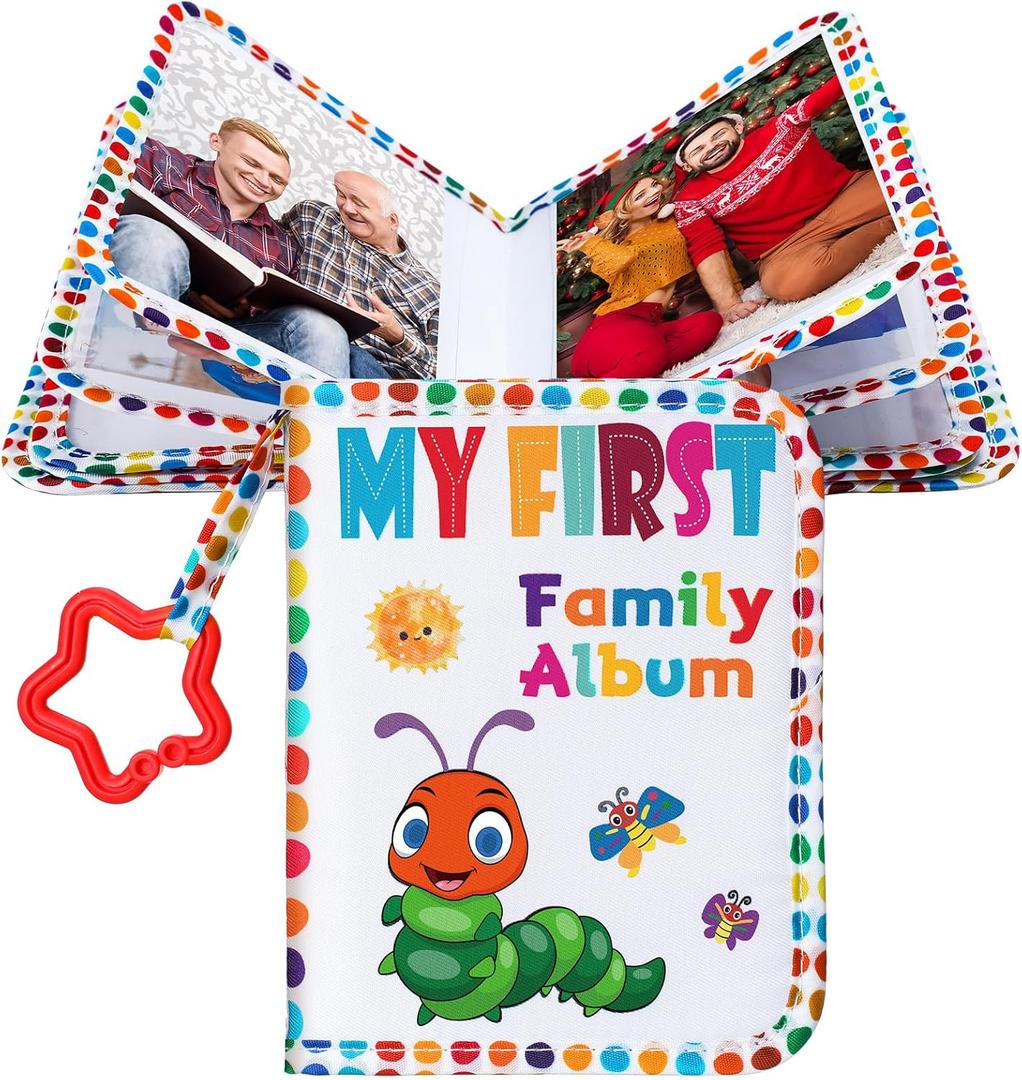 Fullhawl My First Family Album Holds 17 4x6 Pictures Photo Album Soft Cloth Book for Family Memory Gift(Classic)