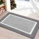 REFETONE Indoor Doormat, Front Back Door Mat 24"x36" Absorbent Rubber Backing Non Slip Door Mats, Machine Washable Low-Profile Entry Rug, Resist Dirt Inside Floor Mat Door Rugs for Entryway, Grey