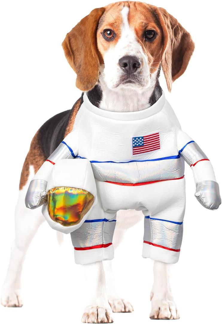 DELIFUR Dog Halloween Astronaut Costume - Pet Dress Up Spacesuit Funny Apparel Uniform Adjustable Cosplay Outfit for Small Medium Dog (Astronaut, Medium)