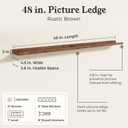 Brown Picture Ledge Shelves for Wall, 4.5" Deep Wood Floating Shelves with Lip for Bedroom, Living Room, 48" Width, Color Brown Set of 2