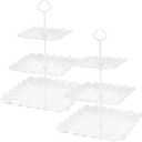 2 Pack of Plastic Square Dessert Cupcake Stand, 3 Tier Cup Cake Holder Tower for Tea Party/Birthday/Wedding, Plastic Tiered Serving Tray (White)