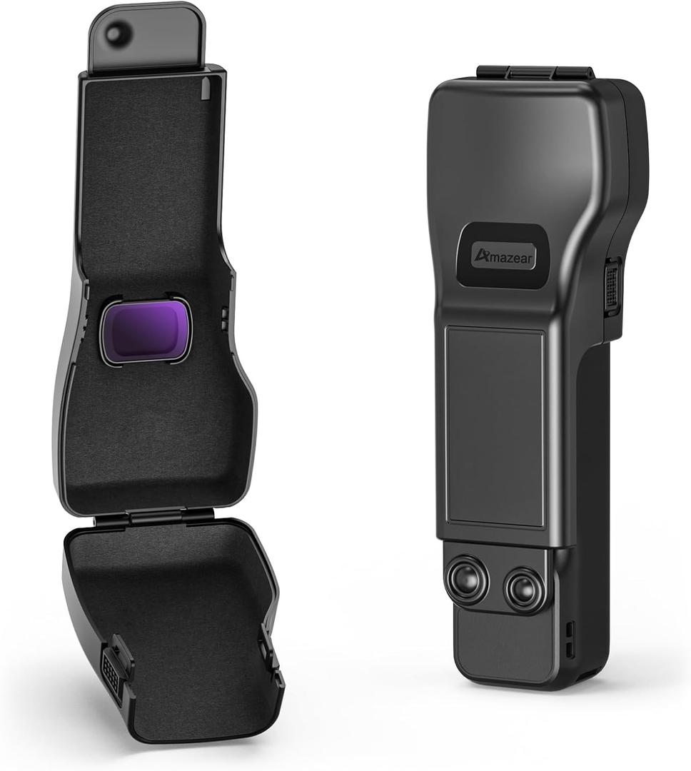 AMAZEAR Gimbal Screen Protective Cover for DJI Osmo Pocket 3 Accessories, Lens Cap Hard Case for Xtra Muse Gimbal Vlog Camera with Soft Lining, Compact Design, Quick Open/Close, Black
