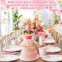 400 Pcs Pink Wildflower Girl Baby Shower Party Decoration for 50, Baby in Bloom Paper Plates Napkins and Cups Cutlery Floral Tableware Set for a Sweet Babys Is on Her Way Party Supplies