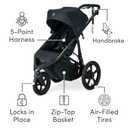 BOB Gear Wayfinder Jogging Stroller with Independent Dual Suspension, Air-Filled Tires, and 75-Pound Weight Capacity, Nightfall