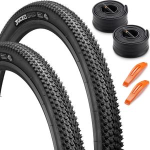 26/24x1.95 Bike Tire and Tube Set Replacement Folding Bicycle Tires Wear-Resistant for MTB All-Terrain with 2 Tire Levers