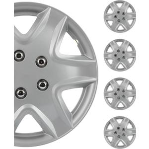 SCITOO Replacement Size 15-Inch Silver Hubcaps 4-Pack, Quick fit for Various Vehicles, Beautiful Look for Most Cars Trucks SUV