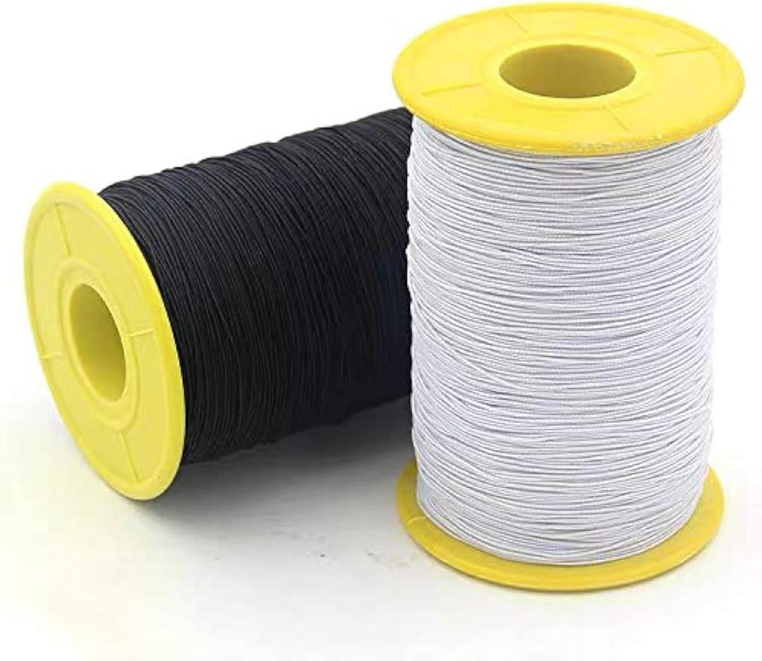 2 PCS 0.5mm Elastic Sewing Thread for Sewing Machine, 1100 Yards Black and White Elastic Thread for Smocking, Shirring, Gathering, Stretchy Strings for Bracelets