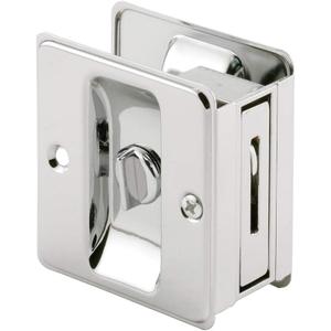 Prime-Line N 6773 Pocket Door Privacy Lock with Pull - Replace Old or Damaged Pocket Door Locks Quickly and Easily  Chrome (Single Pack)