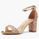 Shoe Land Women's Low Heels - 3-Inch Chunky Block Heeled Sandals with Ankle Strap | Open Toe Short Heels | Comfy Dressy Strappy Sandals for Wedding, Prom, Office, 6